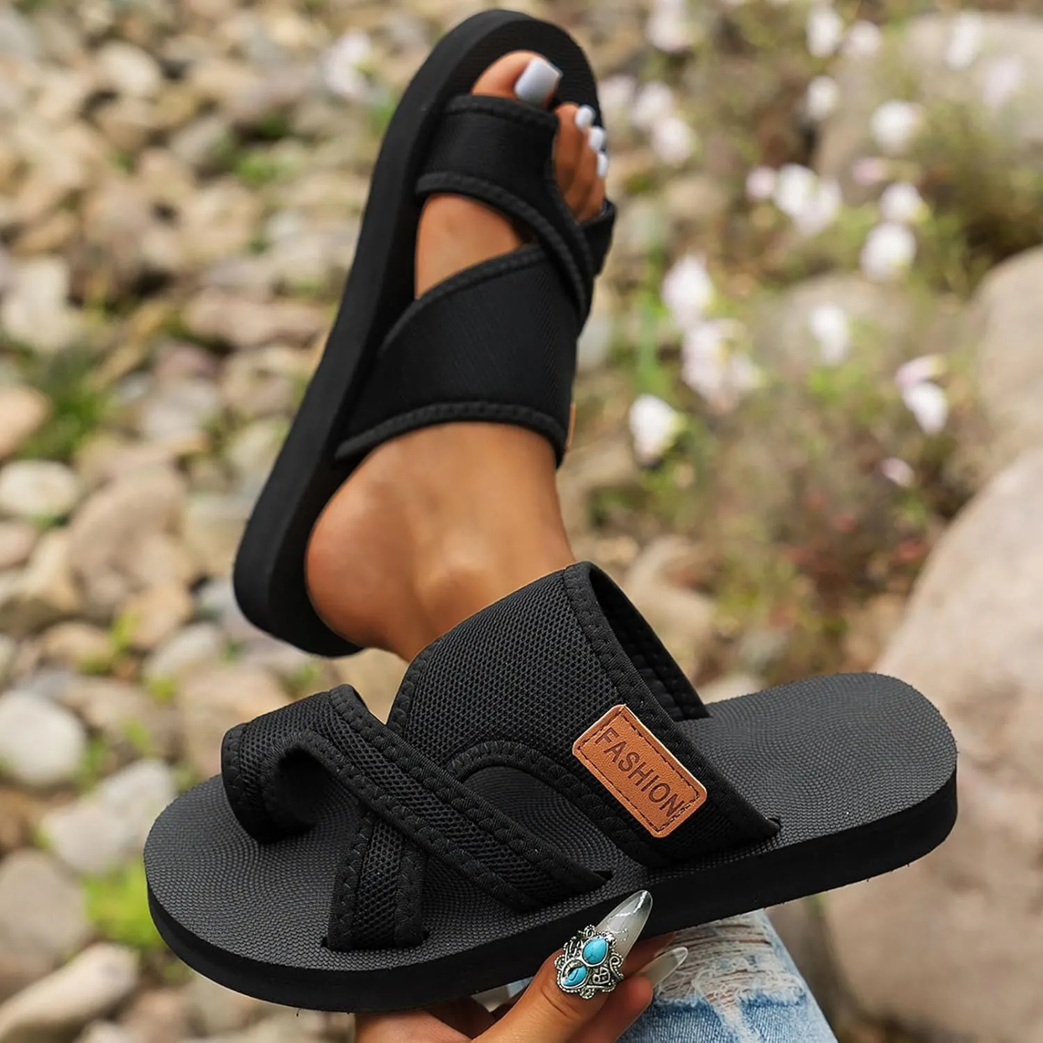 Orthopedic Sandals for Women，Breathable Mesh Flip Flops with Arch Support Comfy Hollow Mesh Walking Slide Sandals