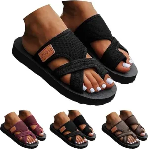 Orthopedic Sandals for Women，Breathable Mesh Flip Flops with Arch Support Comfy Hollow Mesh Walking Slide Sandals
