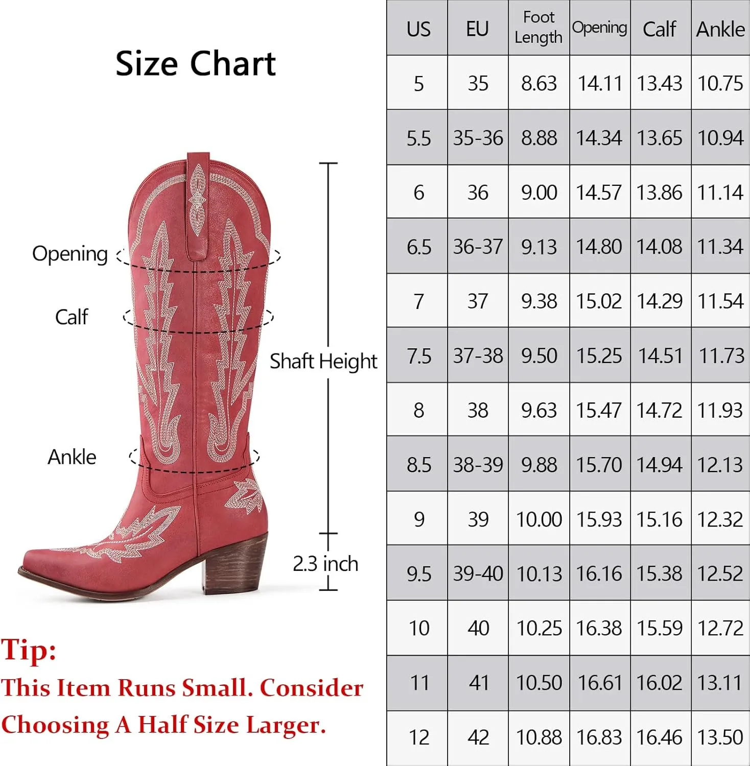 Ouepiano Cowboy Boots for Women Knee High Cowgirl Boots with Classic Embroidered Slip On Pointed Toe Chunky Heel Pull On Fashion Retro Tall Boot