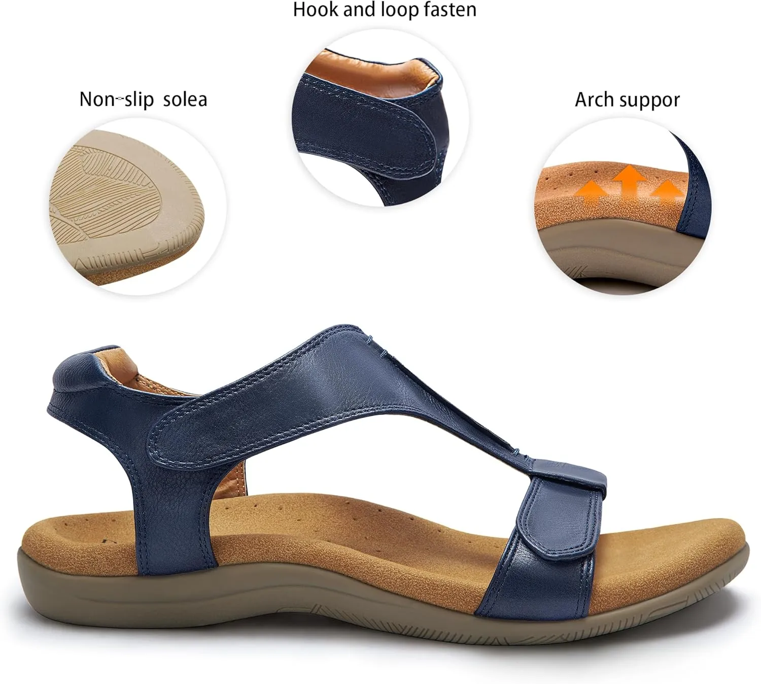 PARTY Women's Open Toe Sandals Arch Support and Adjustable Straps Comfortable Sandals for Walking