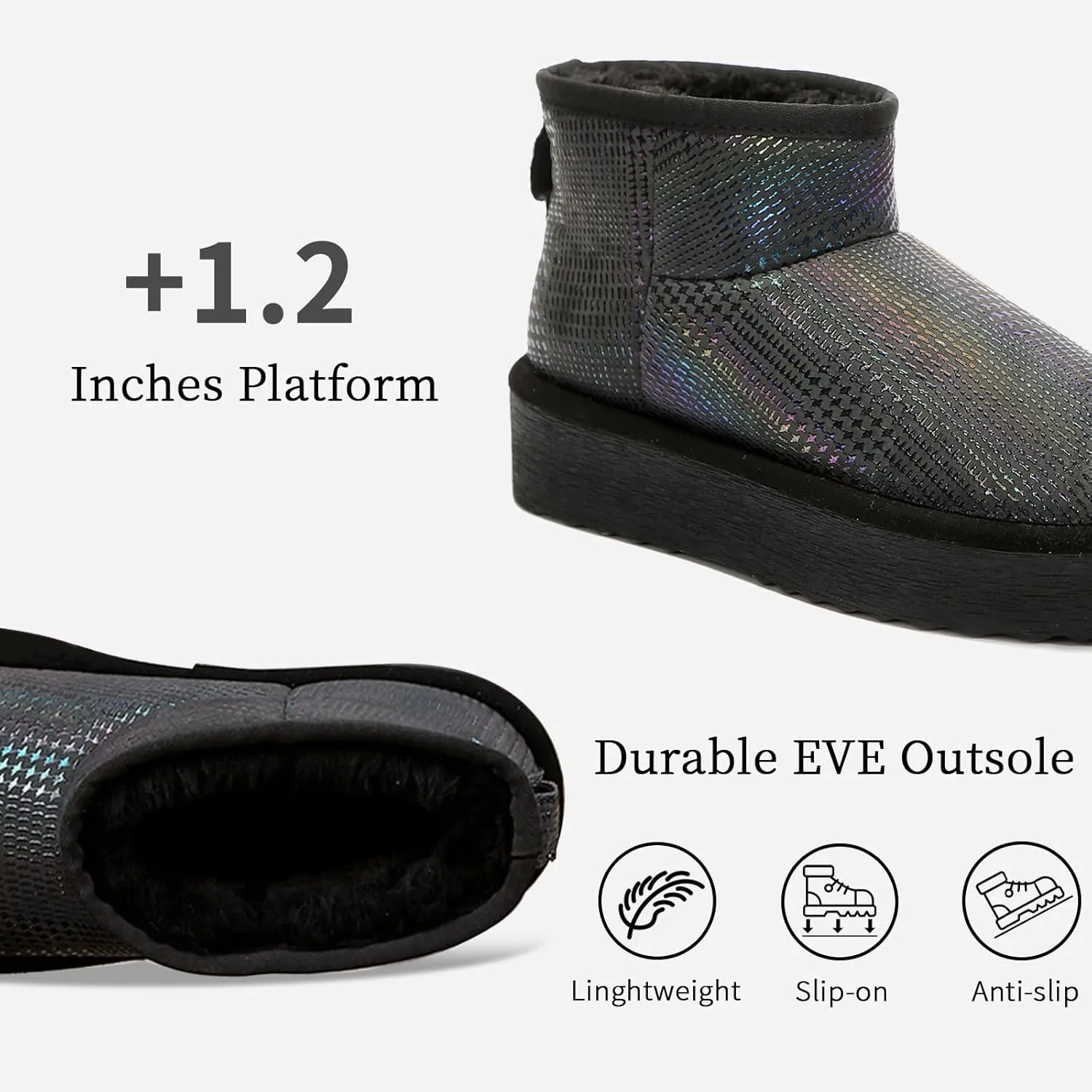 Platform Mini Boots for Women Genuine Suede Leather Anti-Slip Mini Platform Boots Lightweight Warm Snow Boots