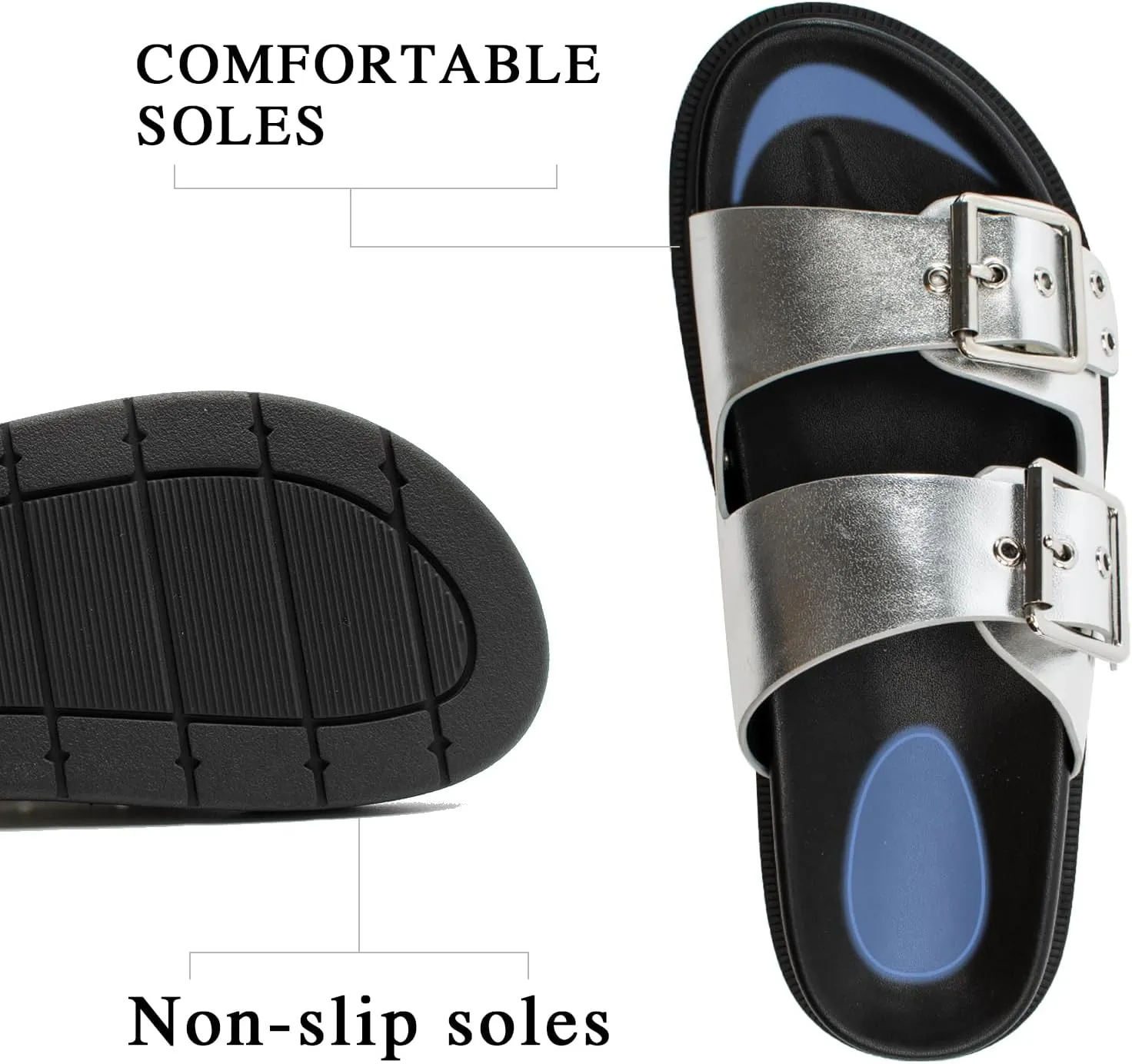 Platform Sandals for women with Adjustable Double Strap Comfort Slides Sandal for Summer Beach Holiday Outdoor