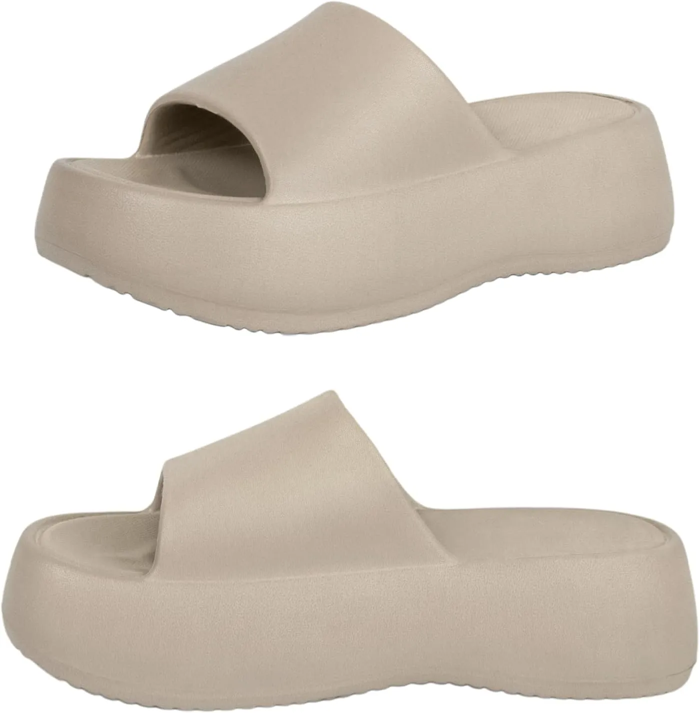 Platform Slides for Women, Platform Sandals Women Comfortable, Cute Flatform Beach Sandals, Slip on Summer Cloud Vacation Shoes for 2025