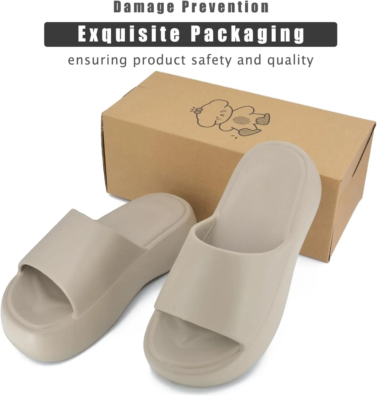 Platform Slides for Women, Platform Sandals Women Comfortable, Cute Flatform Beach Sandals, Slip on Summer Cloud Vacation Shoes for 2025
