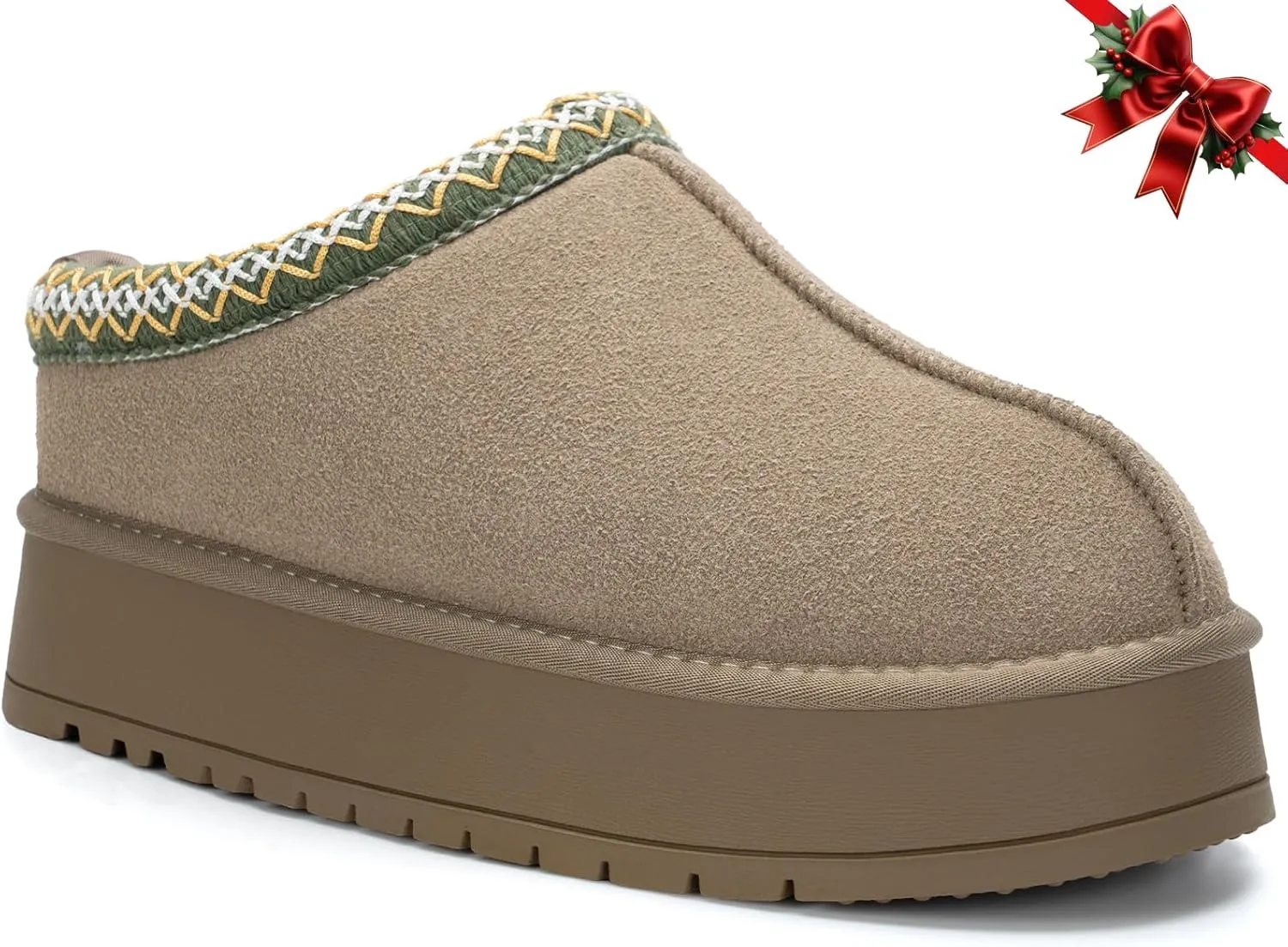 Platform Slippers for Women Winter Snow Mini Boots Suede Warm Lined Shoes Short Ankle Anti-Slip Platform Boots Slip on Home Fuzzy Slippers for Indoor Outdoor