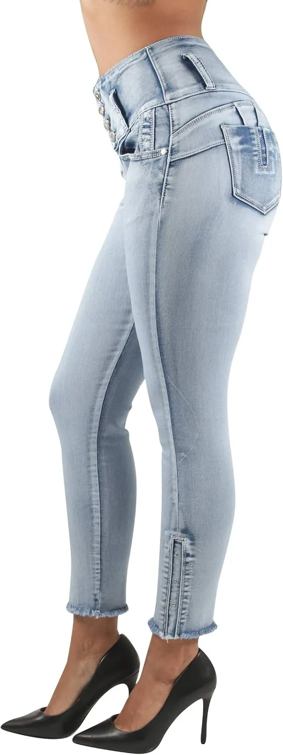 Plus/Junior Size Butt Lift Levanta Cola Mid Waist Fashion Skinny Denim Jeans