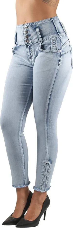 Plus/Junior Size Butt Lift Levanta Cola Mid Waist Fashion Skinny Denim Jeans
