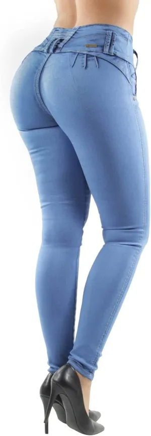 Plus/Junior Size Butt Lift Levanta Cola Mid Waist Fashion Skinny Denim Jeans