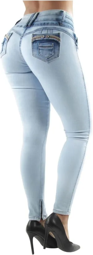 Plus/Junior Size Butt Lift Levanta Cola Mid Waist Fashion Skinny Denim Jeans