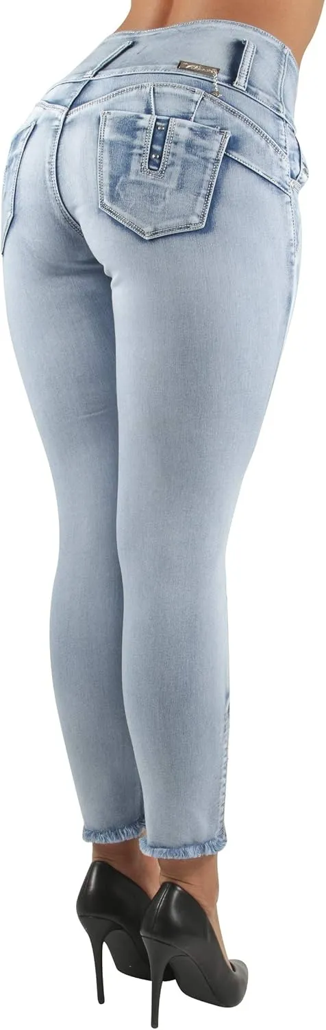 Plus/Junior Size Butt Lift Levanta Cola Mid Waist Fashion Skinny Denim Jeans