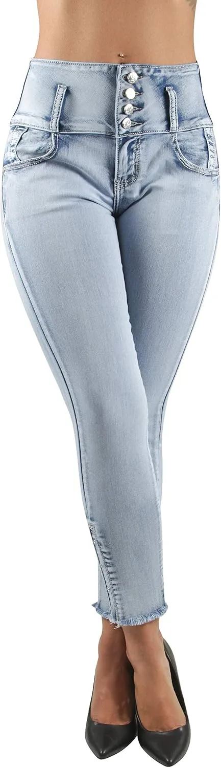 Plus/Junior Size Butt Lift Levanta Cola Mid Waist Fashion Skinny Denim Jeans