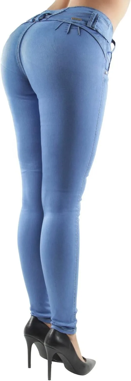 Plus/Junior Size Butt Lift Levanta Cola Mid Waist Fashion Skinny Denim Jeans