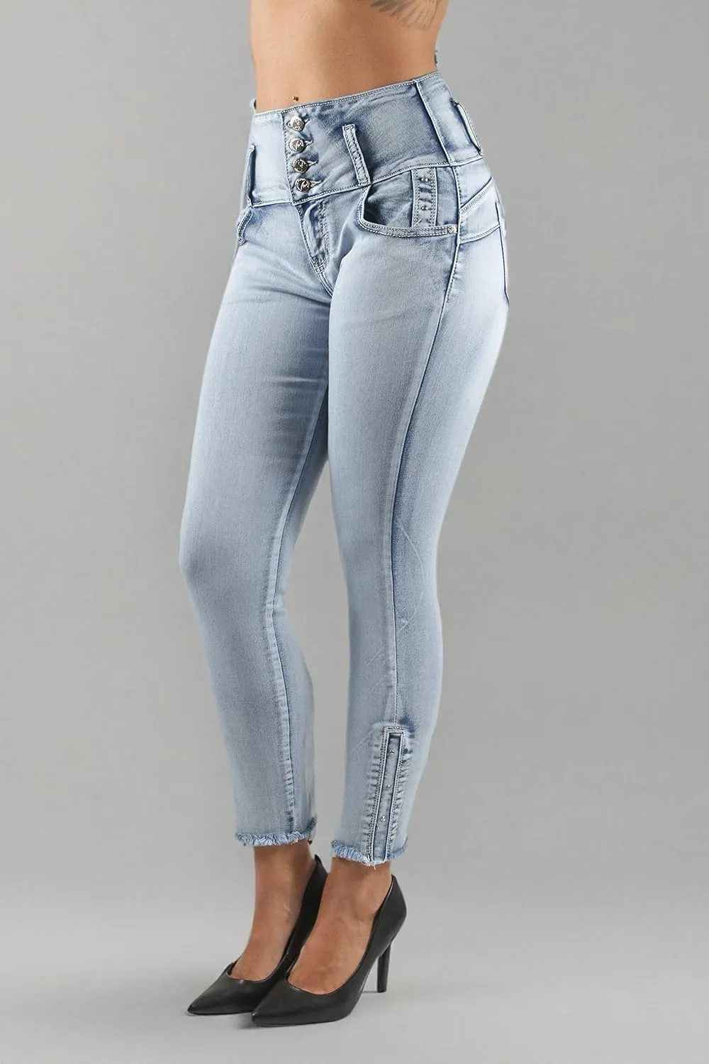 Plus/Junior Size Butt Lift Levanta Cola Mid Waist Fashion Skinny Denim Jeans