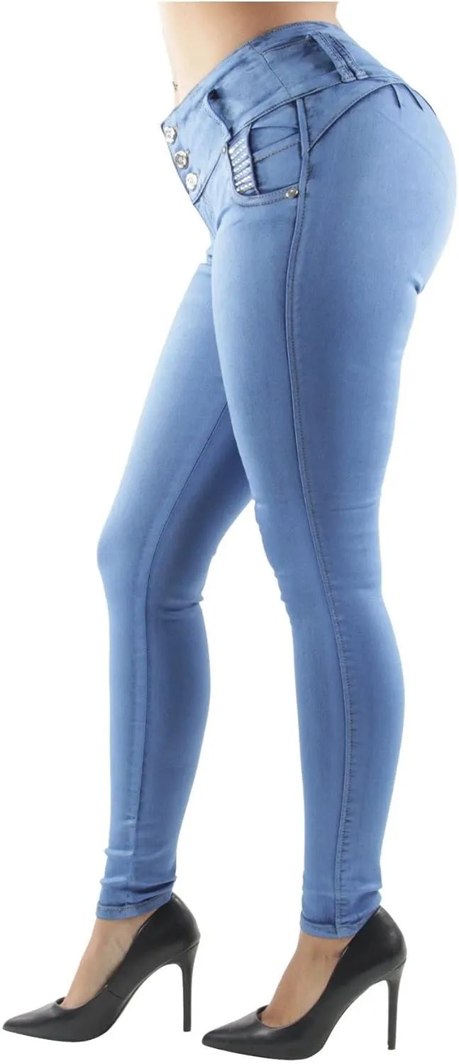 Plus/Junior Size Butt Lift Levanta Cola Mid Waist Fashion Skinny Denim Jeans