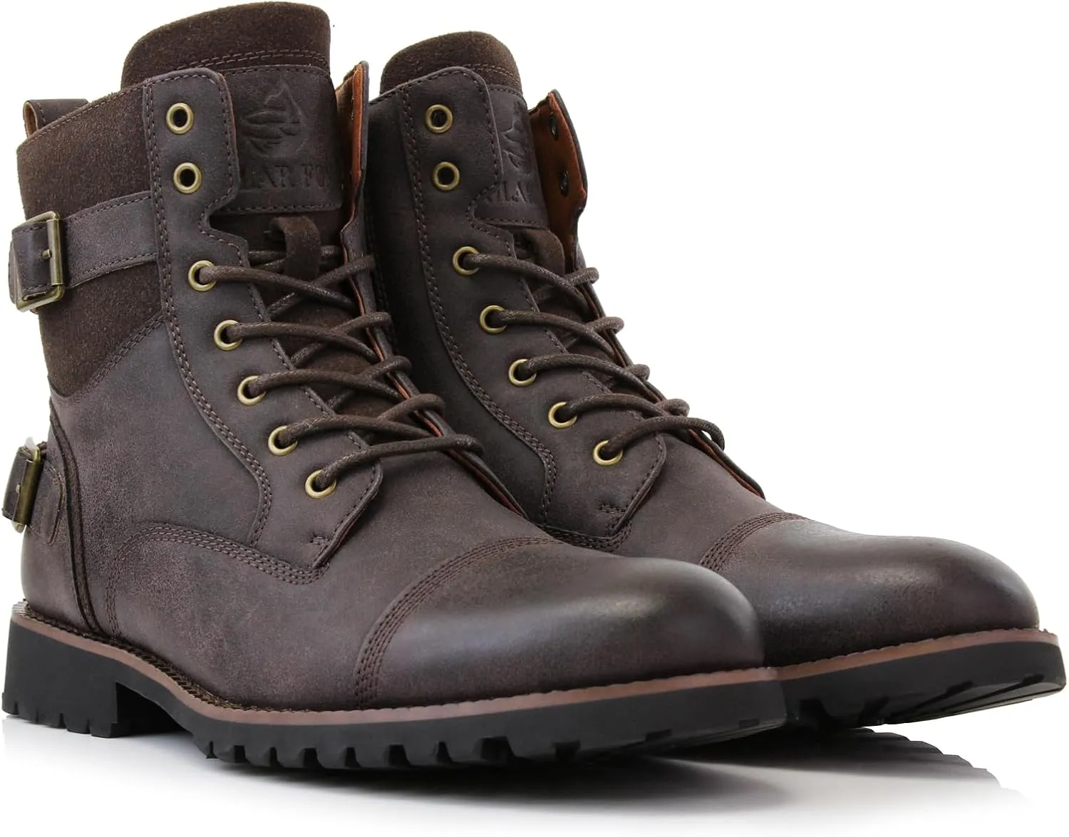 Polar Fox Patrick MPX808583 Men's 7-Eyelets Classic Combat Motorcycle Biker Boots with Zipper Closure