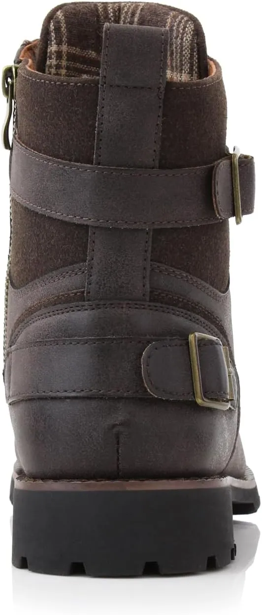 Polar Fox Patrick MPX808583 Men's 7-Eyelets Classic Combat Motorcycle Biker Boots with Zipper Closure