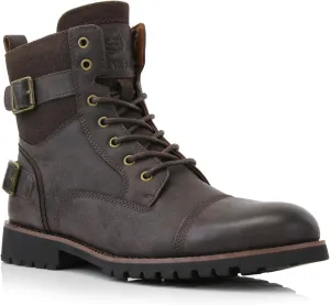 Polar Fox Patrick MPX808583 Men's 7-Eyelets Classic Combat Motorcycle Biker Boots with Zipper Closure