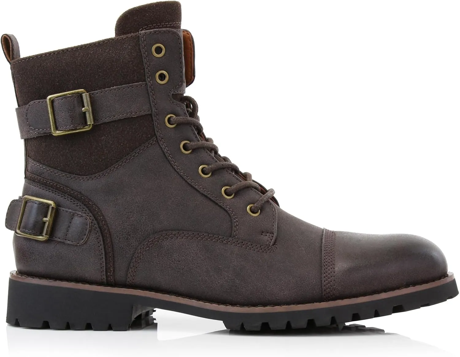 Polar Fox Patrick MPX808583 Men's 7-Eyelets Classic Combat Motorcycle Biker Boots with Zipper Closure