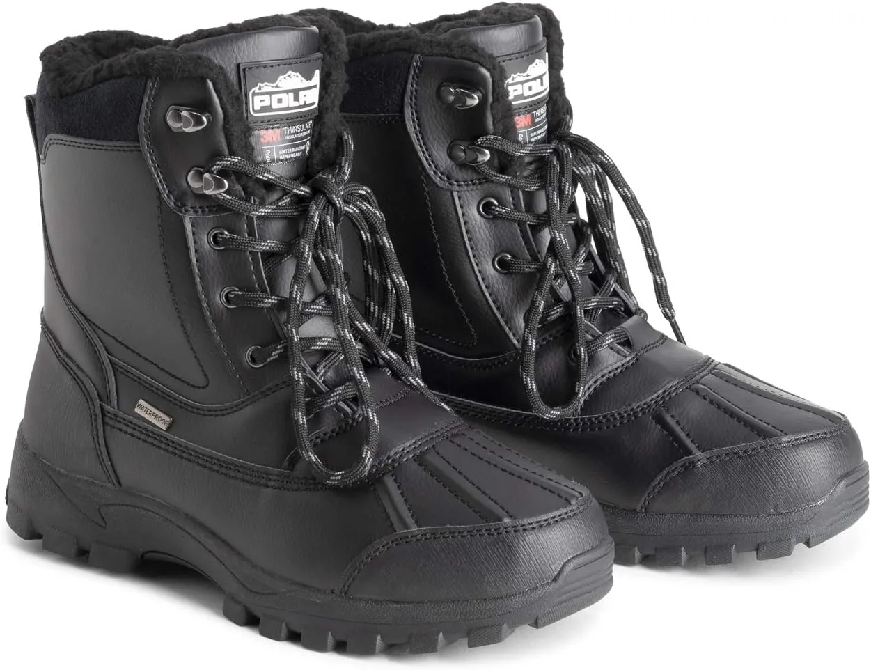 POLAR Mens Thinsulate Fully Lined Waterproof Deep Tread Durable Rubber Shell Thermal Winter Rain Snow Boots