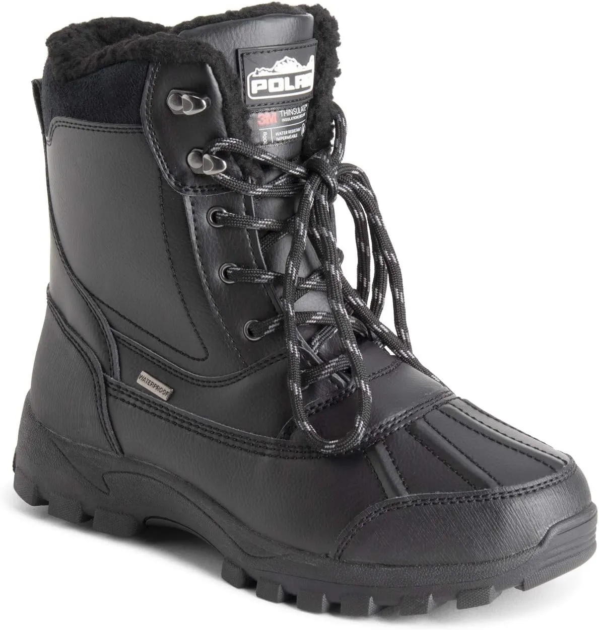 POLAR Mens Thinsulate Fully Lined Waterproof Deep Tread Durable Rubber Shell Thermal Winter Rain Snow Boots