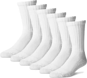 Pro-Trek Steel Toe Boot Socks - White with Gray Bottom - 6 Pack