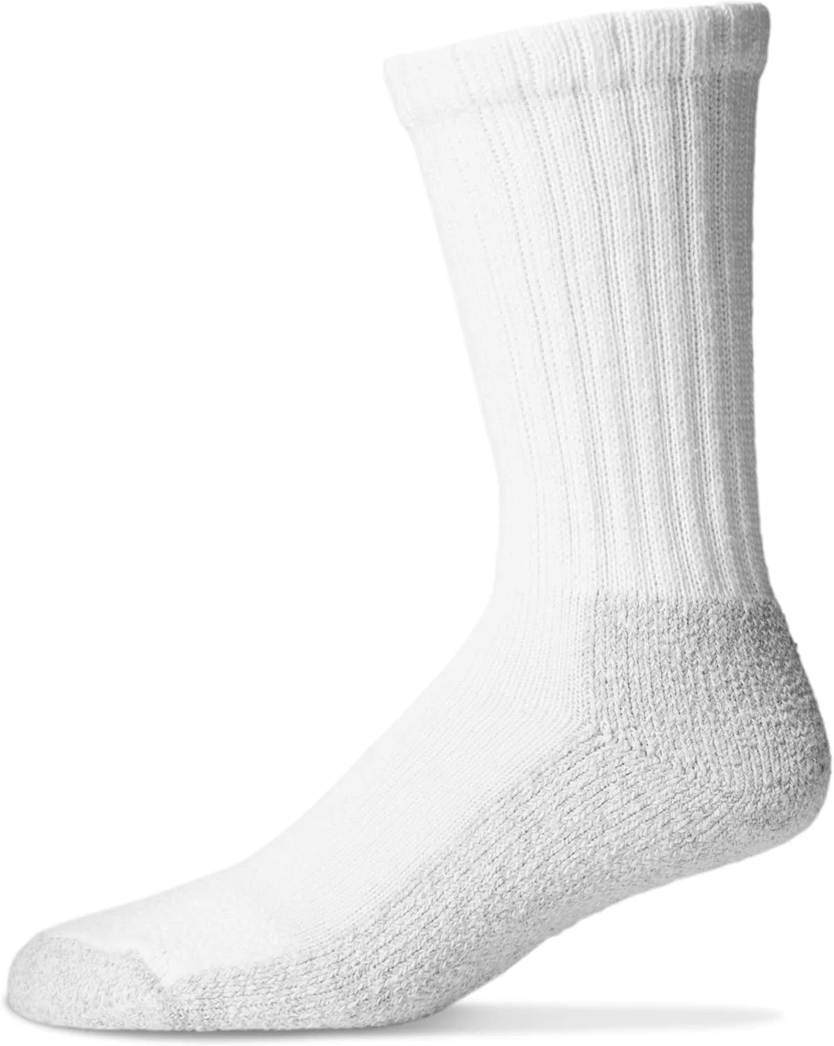 Pro-Trek Steel Toe Boot Socks - White with Gray Bottom - 6 Pack