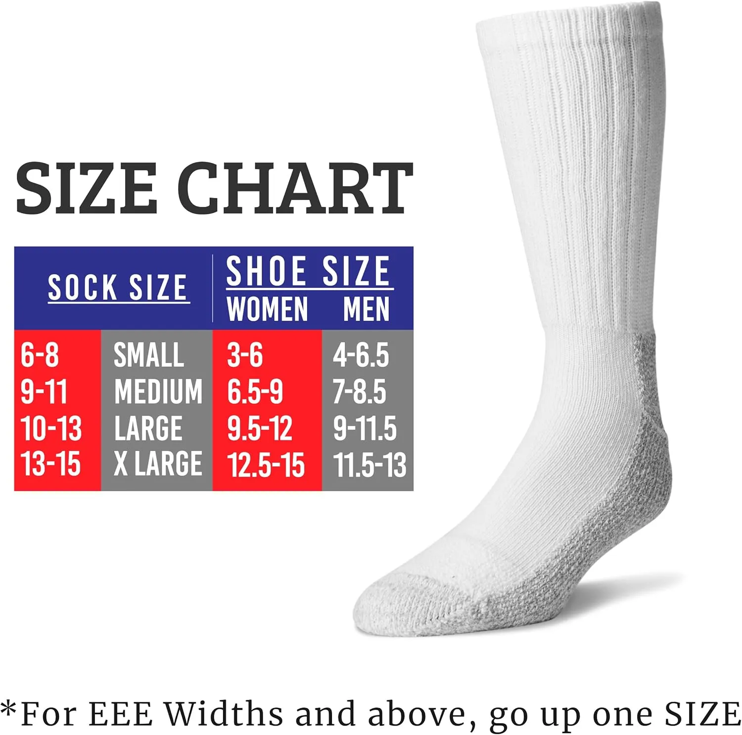 Pro-Trek Steel Toe Boot Socks - White with Gray Bottom - 6 Pack