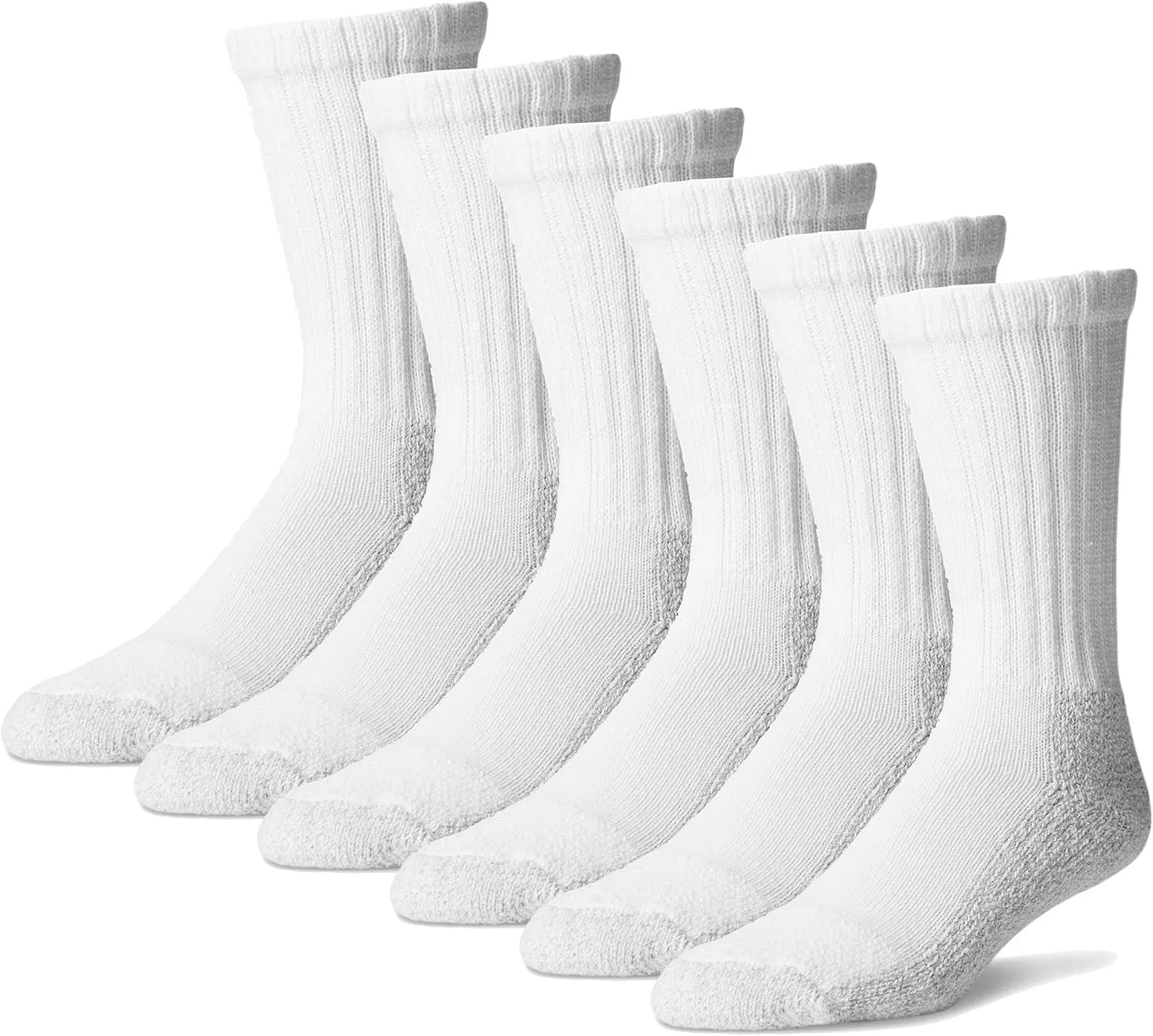 Pro-Trek Steel Toe Boot Socks - White with Gray Bottom - 6 Pack