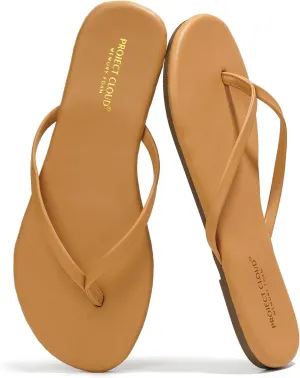 Project Cloud Flip Flops for Women Footwear - Memory Foam Flats Sandals for Women 2025 - Vegan Leather Lightweight Sandals Summer Beach Essentials Slides (Foundations)