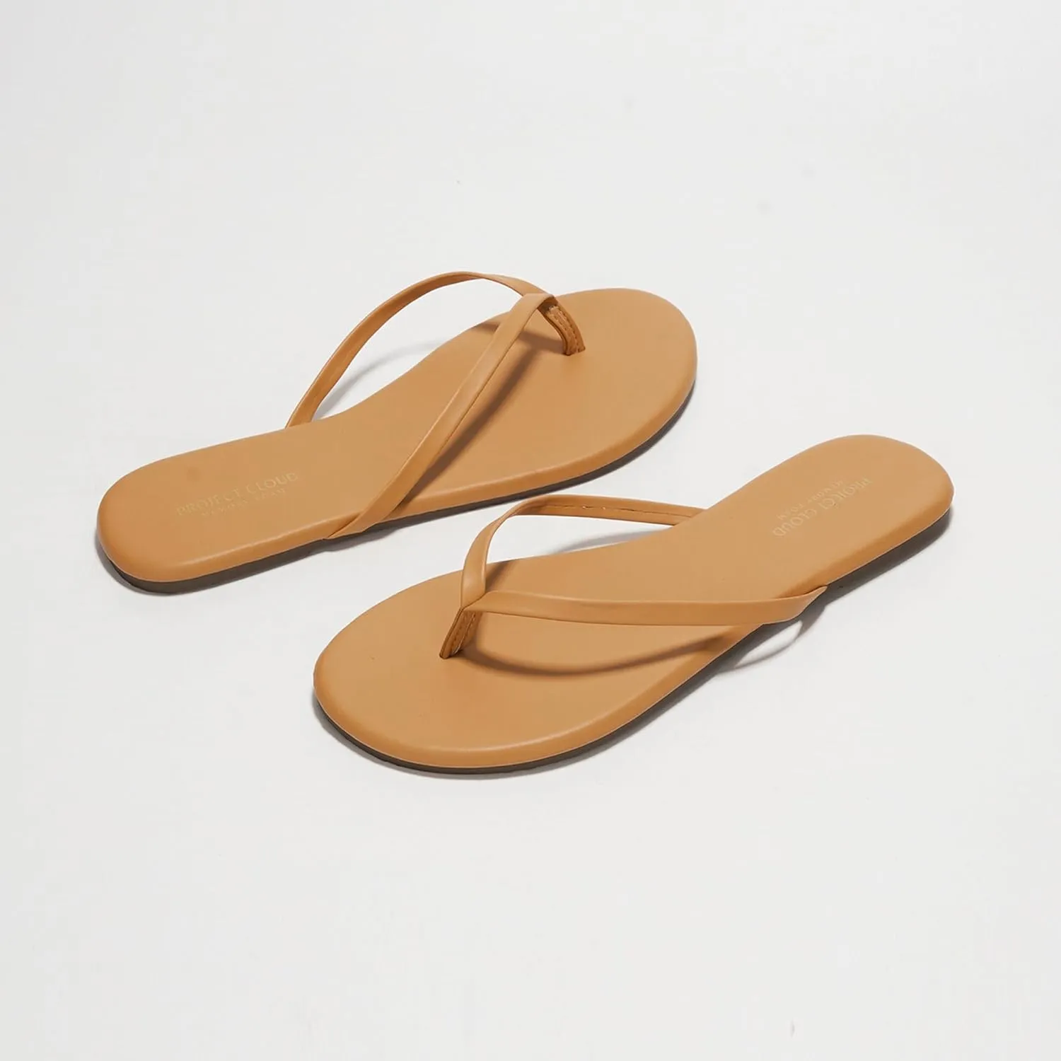 Project Cloud Flip Flops for Women Footwear - Memory Foam Flats Sandals for Women 2025 - Vegan Leather Lightweight Sandals Summer Beach Essentials Slides (Foundations)