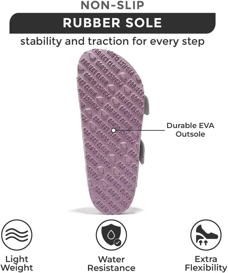 Project Cloud Genuine Leather Flat Sandals Comfortable Beach Essentials Womens Sandals Memory Foam Vacation Essentials Slides for Women Footwear (Santorini)