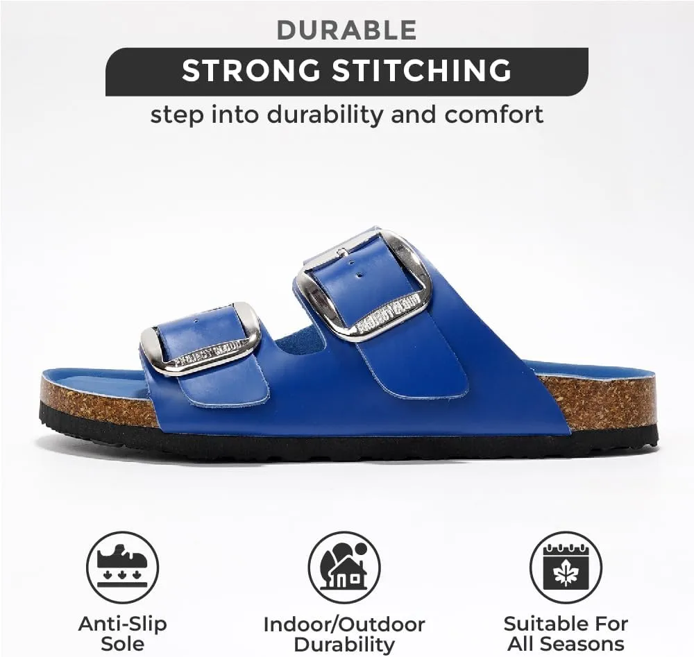 Project Cloud Genuine Leather Flat Sandals Comfortable Beach Essentials Womens Sandals Memory Foam Vacation Essentials Slides for Women Footwear (Santorini)