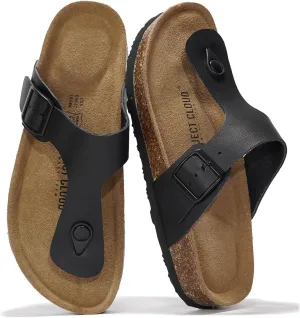 Project Cloud Genuine Leather Thong Sandals Women Water-Resistant Beach Essentials Womens Sandals - Flip Flops for Women Footwear Memory Foam Insole Womens Slides (Britani)