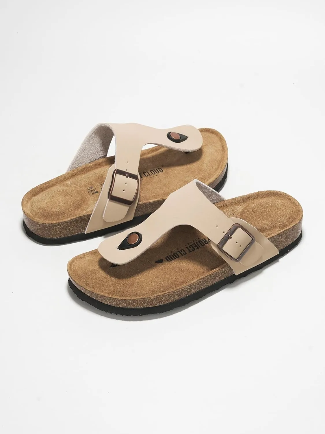 Project Cloud Genuine Leather Thong Sandals Women Water-Resistant Beach Essentials Womens Sandals - Flip Flops for Women Footwear Memory Foam Insole Womens Slides (Britani)