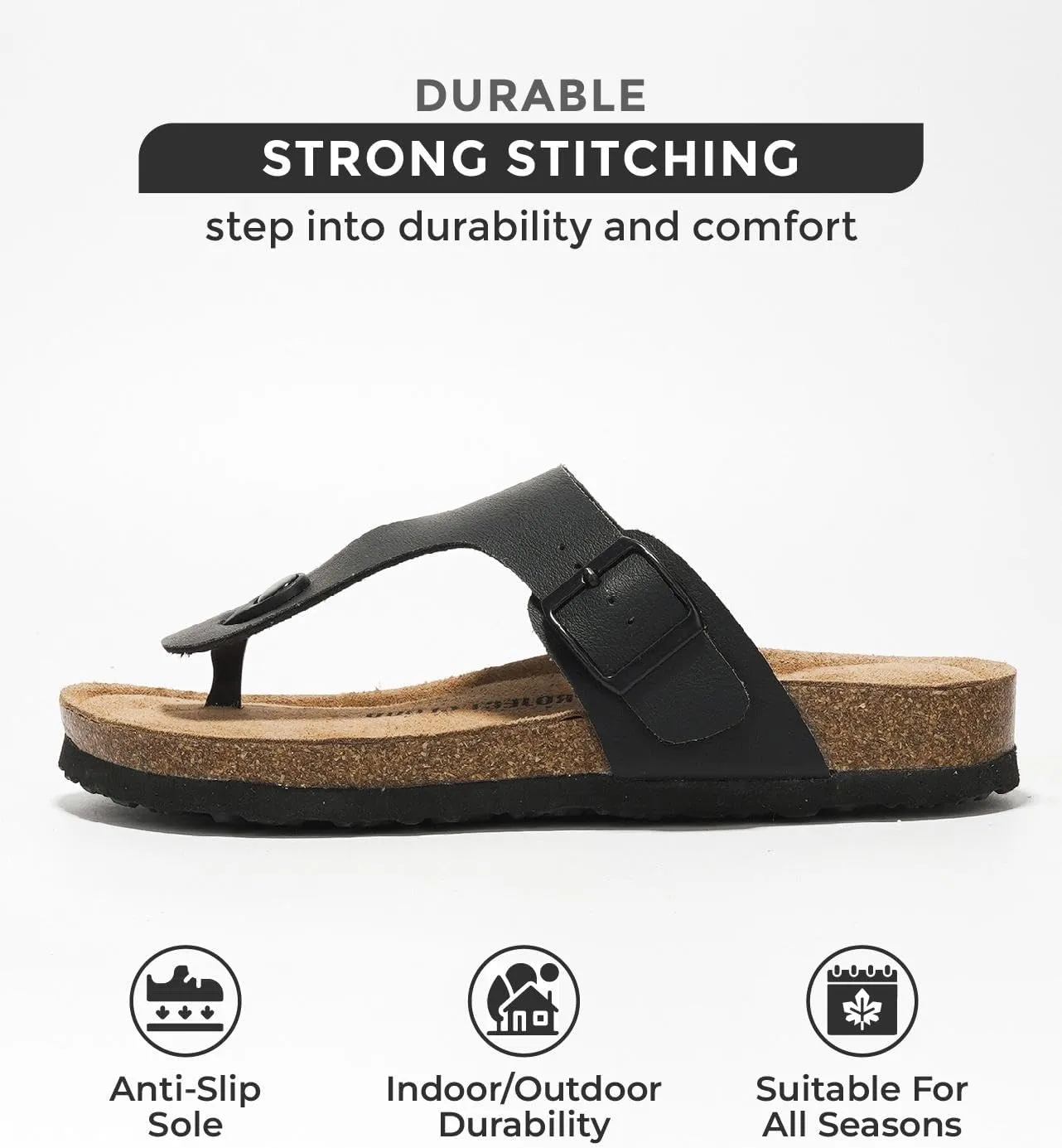 Project Cloud Genuine Leather Thong Sandals Women Water-Resistant Beach Essentials Womens Sandals - Flip Flops for Women Footwear Memory Foam Insole Womens Slides (Britani)