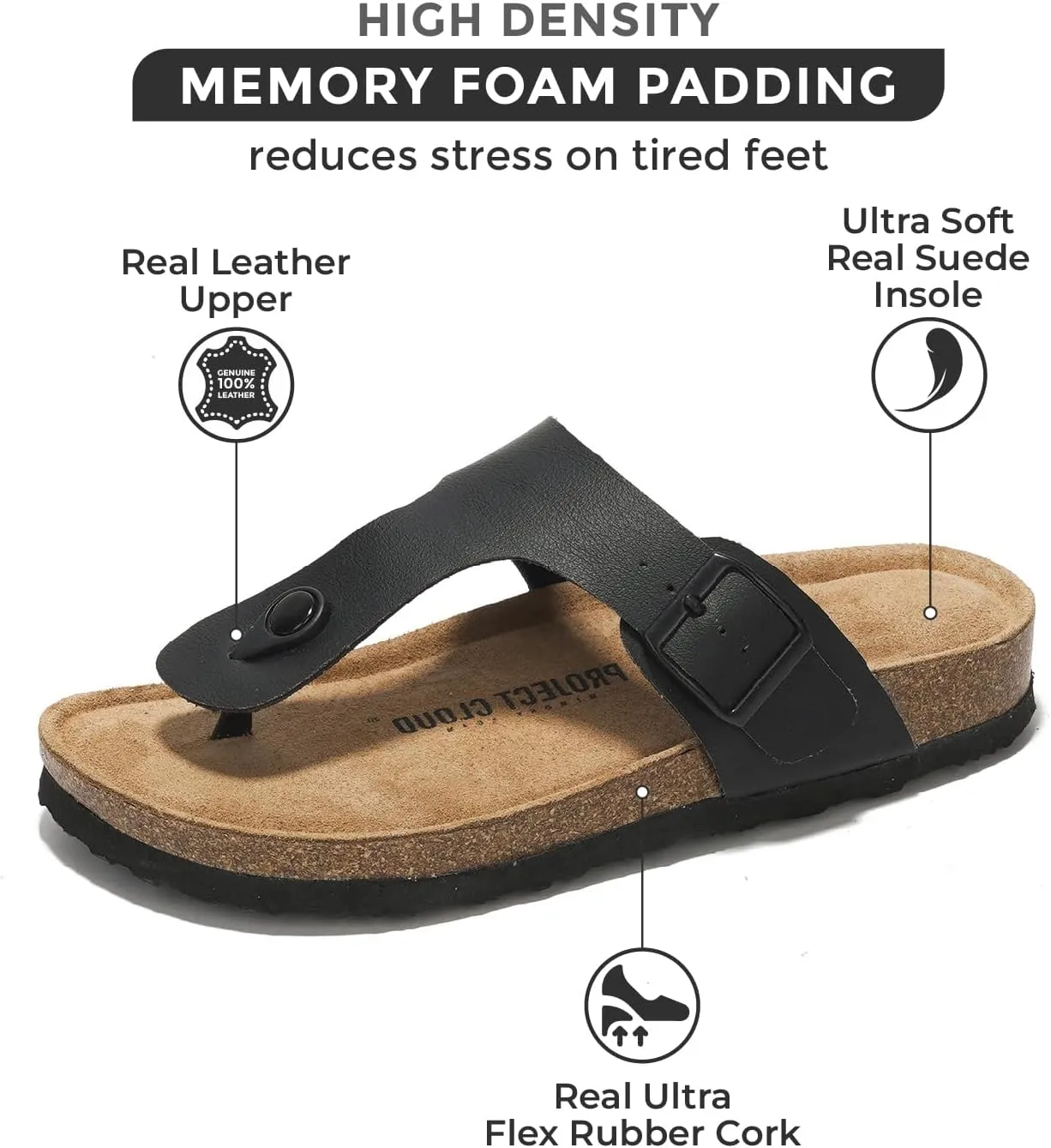 Project Cloud Genuine Leather Thong Sandals Women Water-Resistant Beach Essentials Womens Sandals - Flip Flops for Women Footwear Memory Foam Insole Womens Slides (Britani)