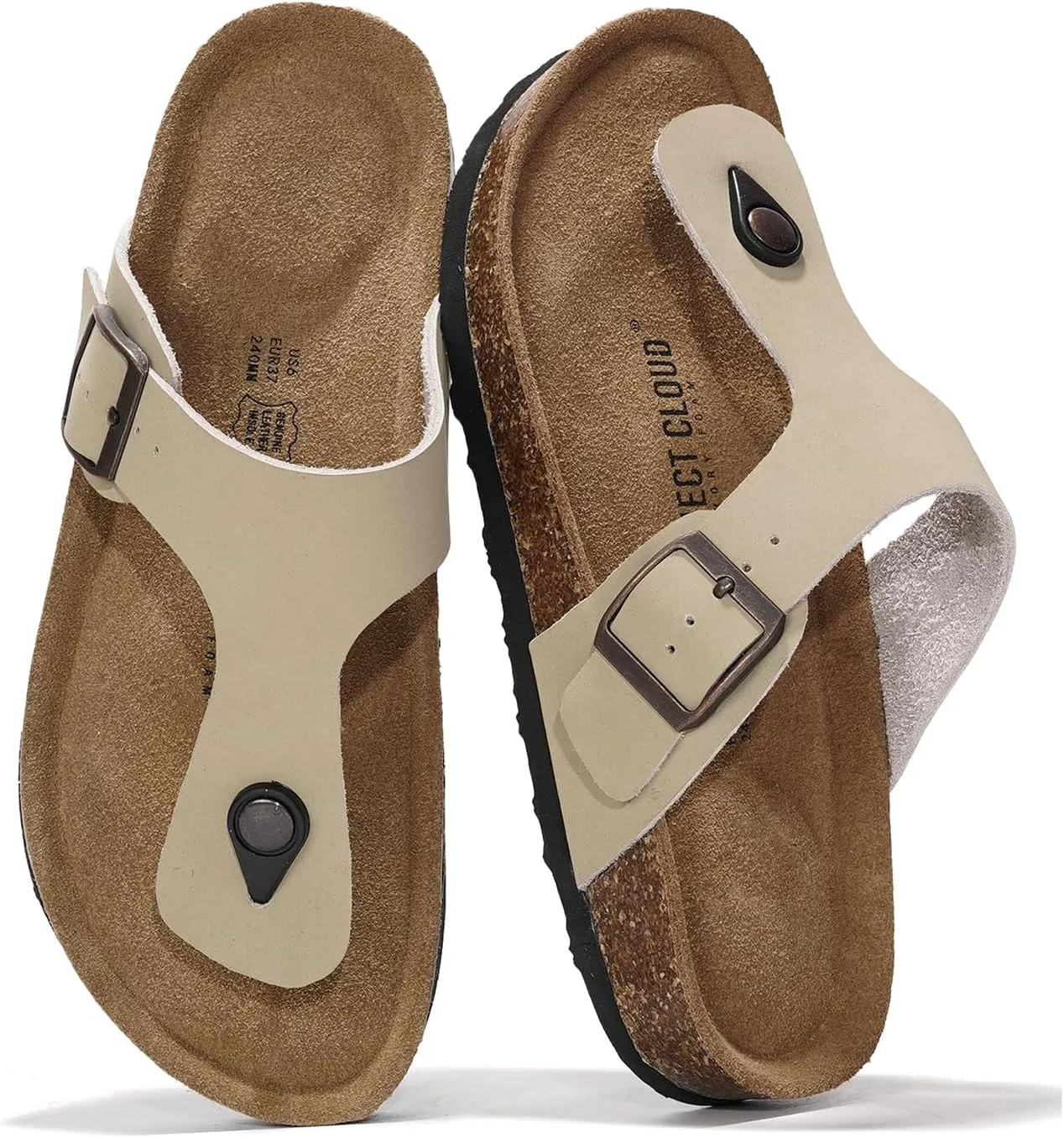 Project Cloud Genuine Leather Thong Sandals Women Water-Resistant Beach Essentials Womens Sandals - Flip Flops for Women Footwear Memory Foam Insole Womens Slides (Britani)