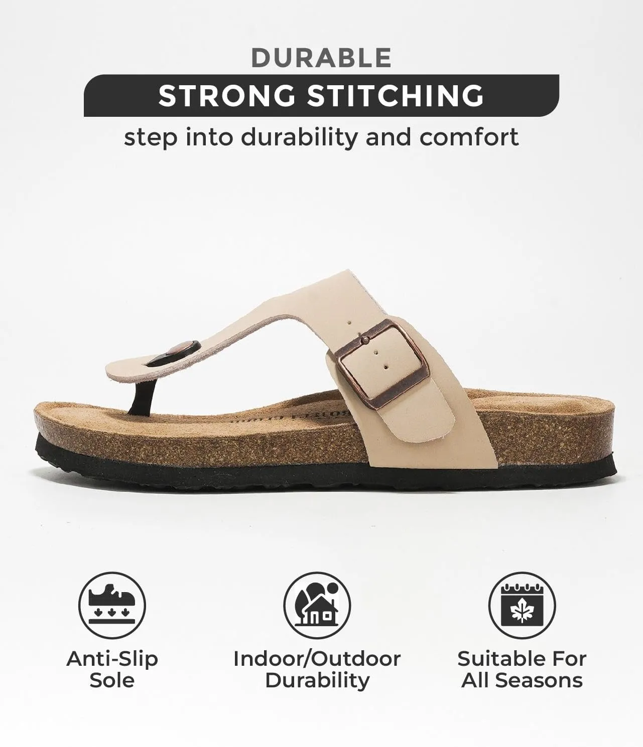 Project Cloud Genuine Leather Thong Sandals Women Water-Resistant Beach Essentials Womens Sandals - Flip Flops for Women Footwear Memory Foam Insole Womens Slides (Britani)