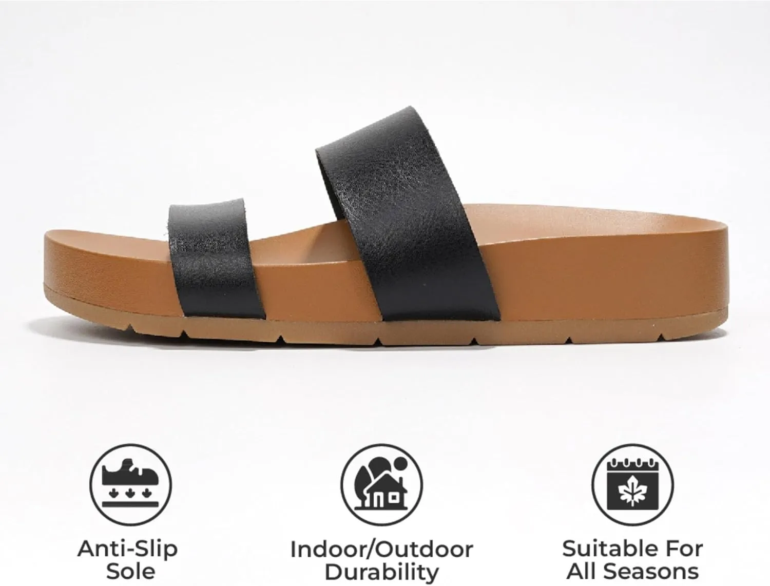 Project Cloud Memory Foam Slide Sandals Women Footwear - Lightweight Two-strap and Non-Slip Vegan Leather Platform Slides - Summer Sandals for Women 2025 (HILLTOP)