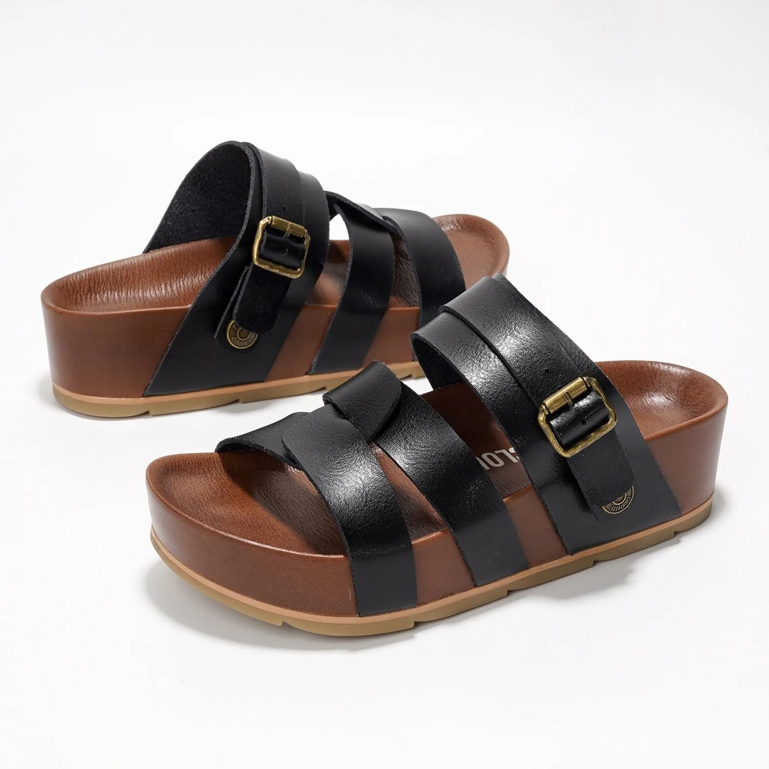 Project Cloud Platform Sandals Women Footwear - Memory Foam Insole and Lightweight Beach Wedges - Non Slip and Comfortable Strappy Wedge Sandals for Women 2025 (Proud)