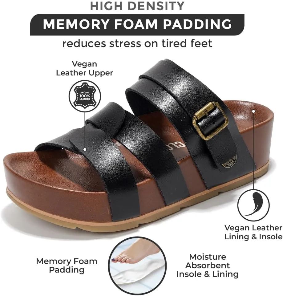 Project Cloud Platform Sandals Women Footwear - Memory Foam Insole and Lightweight Beach Wedges - Non Slip and Comfortable Strappy Wedge Sandals for Women 2025 (Proud)