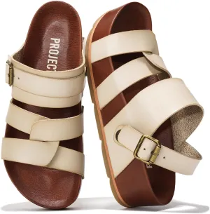 Project Cloud Platform Sandals Women Footwear - Memory Foam Insole and Lightweight Beach Wedges - Non Slip and Comfortable Strappy Wedge Sandals for Women 2025 (Proud)