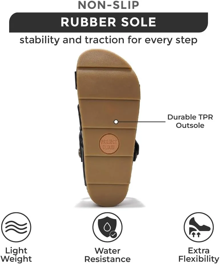 Project Cloud Platform Sandals Women Footwear - Memory Foam Insole and Lightweight Beach Wedges - Non Slip and Comfortable Strappy Wedge Sandals for Women 2025 (Proud)
