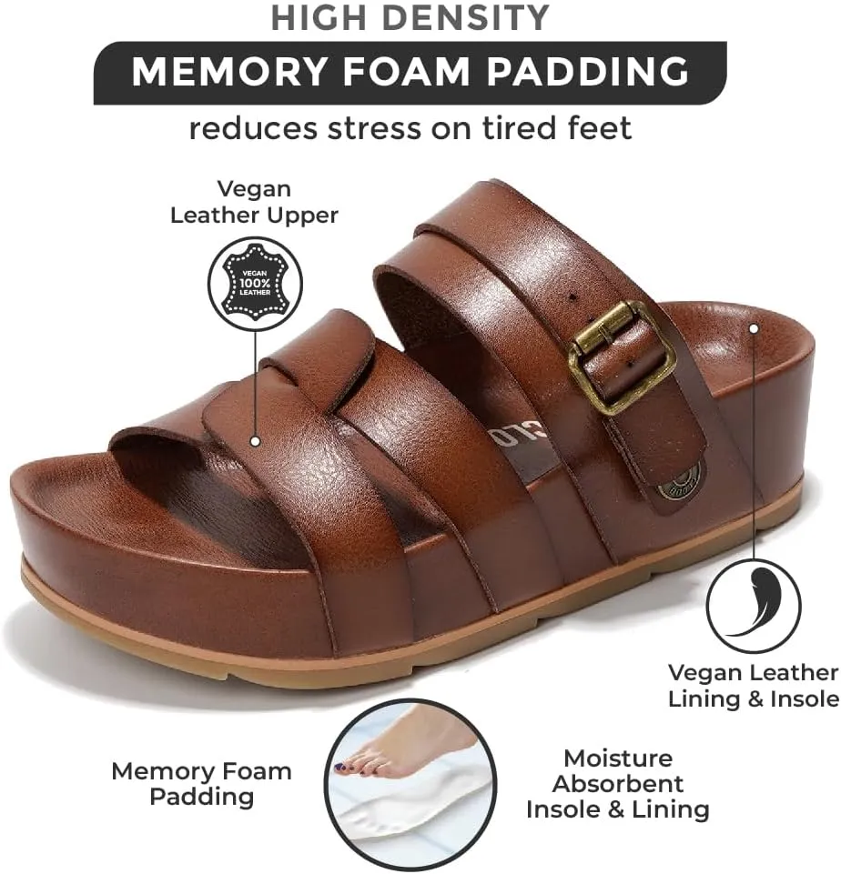 Project Cloud Platform Sandals Women Footwear - Memory Foam Insole and Lightweight Beach Wedges - Non Slip and Comfortable Strappy Wedge Sandals for Women 2025 (Proud)