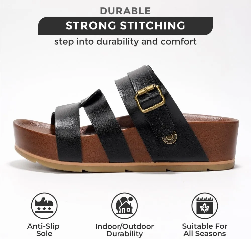 Project Cloud Platform Sandals Women Footwear - Memory Foam Insole and Lightweight Beach Wedges - Non Slip and Comfortable Strappy Wedge Sandals for Women 2025 (Proud)