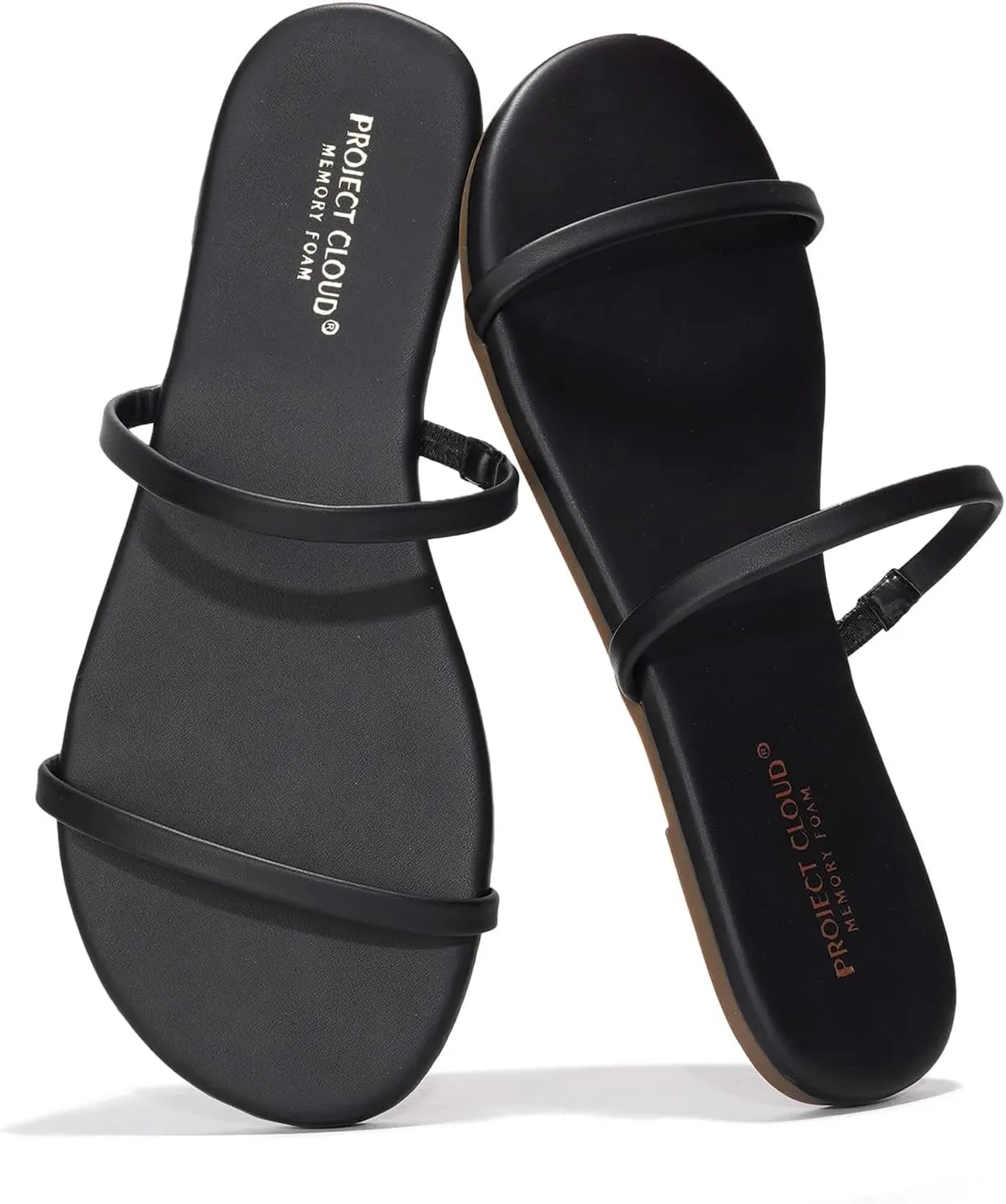 Project Cloud Sandals Women - Memory Foam Flip Flops for Women - Vegan Leather Summer Sandals - Lightweight Slip On Beach Essentials Slides (Transition)