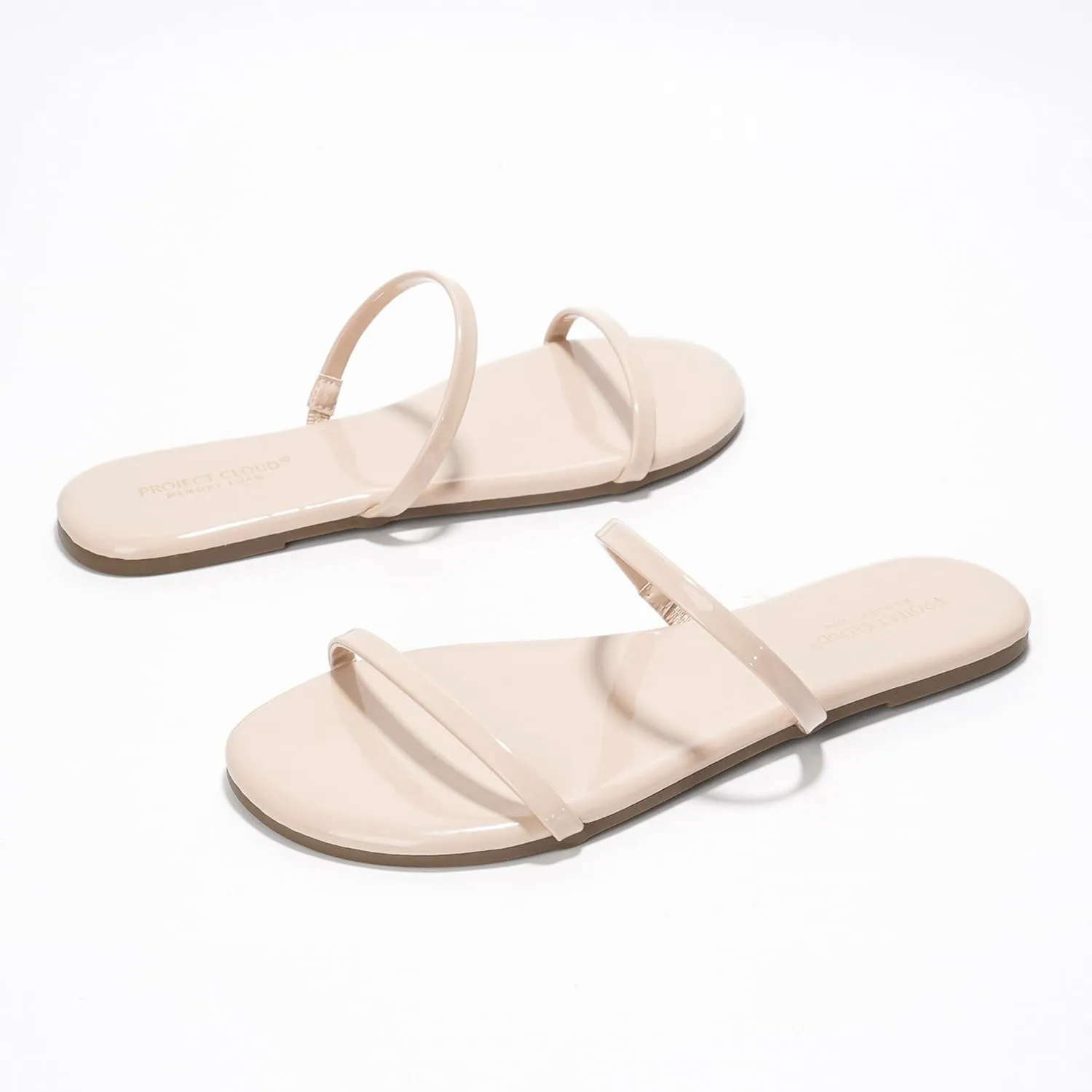 Project Cloud Sandals Women - Memory Foam Flip Flops for Women - Vegan Leather Summer Sandals - Lightweight Slip On Beach Essentials Slides (Transition)
