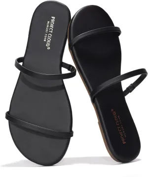 Project Cloud Sandals Women - Memory Foam Flip Flops for Women - Vegan Leather Summer Sandals - Lightweight Slip On Beach Essentials Slides (Transition)