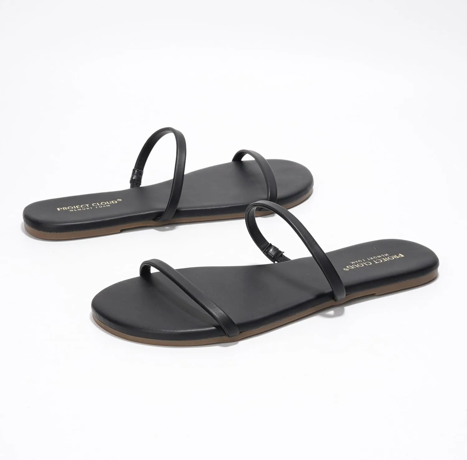 Project Cloud Sandals Women - Memory Foam Flip Flops for Women - Vegan Leather Summer Sandals - Lightweight Slip On Beach Essentials Slides (Transition)