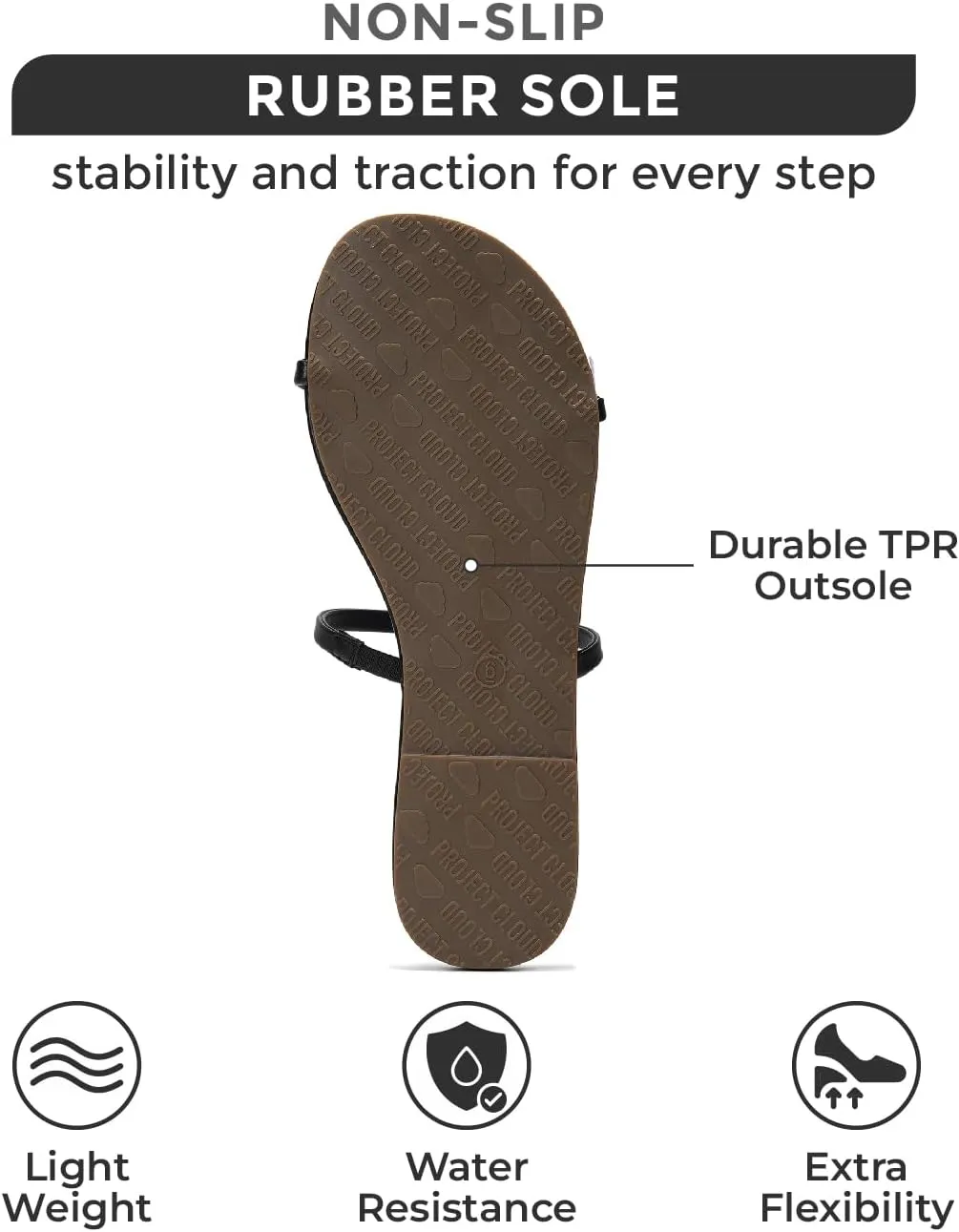 Project Cloud Sandals Women - Memory Foam Flip Flops for Women - Vegan Leather Summer Sandals - Lightweight Slip On Beach Essentials Slides (Transition)